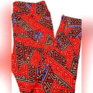 Lularoe TC2 red & green geometric leggings . OG Patrick quality & fit . NWT